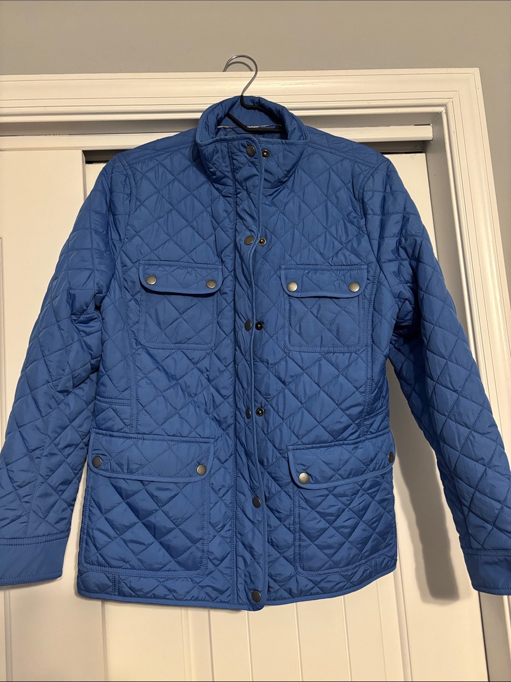 Talbots Quilted Blue Puffer Jacket with Snap Pockets